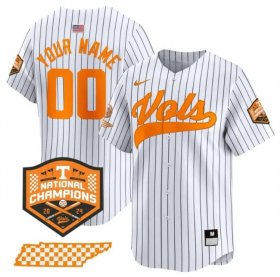 Men\'s Tennessee Volunteers Active Player Custom White Pinstripe 2024 Champions Vapor Limited Stitched Jersey