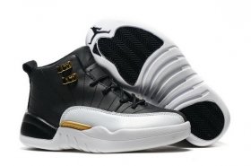 Wholesale Cheap Kids Air Jordan 12 Wings Black/white-gold