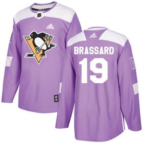 Wholesale Cheap Adidas Penguins #19 Derick Brassard Purple Authentic Fights Cancer Stitched NHL Jersey