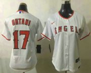 Wholesale Cheap Women's Los Angeles Angels #17 Shohei Ohtani White Home Stitched MLB Cool Base Nike Jersey