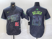 Cheap Men's Tampa Bay Rays #21 Jonny DeLuca Number Charcoal 2024 City Connect Limited Stitched Jerseys