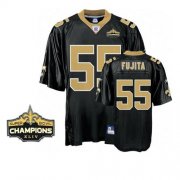 Wholesale Cheap Saints #55 Scott Fujita Black Super Bowl XLIV 44 Champions Stitched NFL Jersey