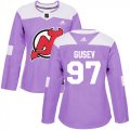 Wholesale Cheap Adidas Devils #97 Nikita Gusev Purple Authentic Fights Cancer Women's Stitched NHL Jersey