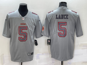 Wholesale Men's San Francisco 49ers #5 Trey Lance LOGO Grey Atmosphere Fashion Vapor Untouchable Stitched Limited Jersey