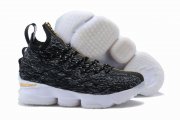 Wholesale Cheap Nike Lebron James 15 Air Cushion Shoes White Black Gold