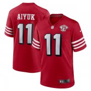 Wholesale Cheap Men's San Francisco 49ers #11 Brandon Aiyuk 2021 Scarlet 75th Anniversary Alternate Football Stitched Game Jersey