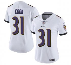 Cheap Women\'s Baltimore Ravens #31 Dalvin Cook White Football Stitched Jersey