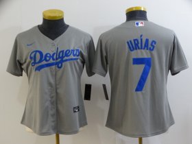 Wholesale Cheap Women\'s Los Angeles Dodgers #7 Julio Urias Grey Stitched MLB Cool Base Nike Jersey