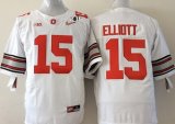 Wholesale Cheap Ohio State Buckeyes #15 Ezekiel Elliott 2015 Playoff Rose Bowl Special Event Diamond Quest White 2015 BCS Patch Jersey