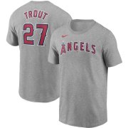 Wholesale Cheap Los Angeles Angels #27 Mike Trout Nike Name & Number T-Shirt Gray