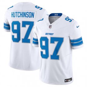 Cheap Men\'s Detroit Lions #97 Aidan Hutchinson White 2024 F.U.S.E. Vapor Limited Stitched Jersey