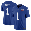 Cheap Men's New York Giants #1 Malik Nabers Blue 2024 Draft F.U.S.E. 100TH Season Patch Vapor Untouchable Limited Stitched Jersey