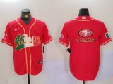 Cheap Men's San Francisco 49ers Team Big Logo Red With Patch Cool Base Stitched Baseball Jersey