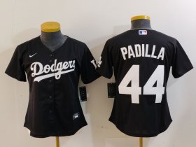 Women\'s Los Angeles Dodgers #44 Vicente Padilla Black Cool Base Stitched Jersey