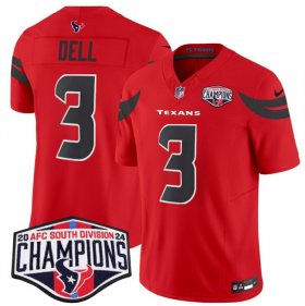 Cheap Men\'s Houston Texans #3 Tank Dell Red F.U.S.E. 2024 AFC South Division Champions Vapor Limited Stitched Football Jersey