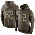 Wholesale Cheap NFL Men's Nike Philadelphia Eagles #62 Jason Kelce Stitched Green Olive Salute To Service KO Performance Hoodie