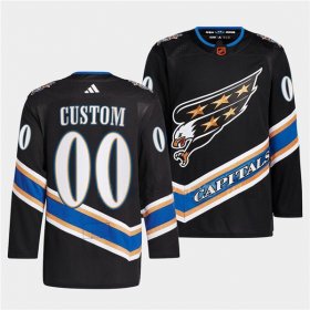 Wholesale Cheap Men\'s Washington Capitals Custom Black 2022-23 Reverse Retro Stitched Jersey