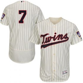 Wholesale Cheap Twins #7 Joe Mauer Cream Strip Flexbase Authentic Collection Stitched MLB Jersey