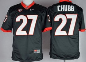 Wholesale Cheap Georgia Bulldogs #27 Nick Chubb 2014 Black Limited Jersey