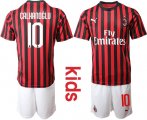 Wholesale Cheap AC Milan #10 Calhanoglu Home Kid Soccer Club Jersey