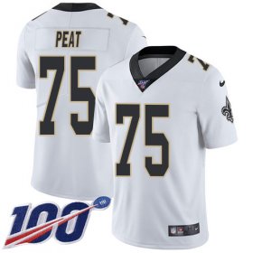 Wholesale Cheap Nike Saints #75 Andrus Peat White Men\'s Stitched NFL 100th Season Vapor Untouchable Limited Jersey