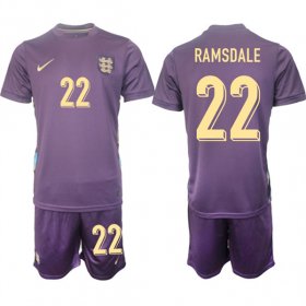 Men\'s England #22 Aaron Ramsdale 2024-25 Purple Away Soccer Jersey Suit