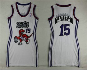 Wholesale Cheap Women\'s Toronto Raptors #15 Vince Carter White Dress