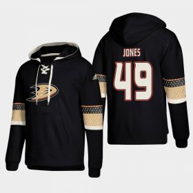 Wholesale Cheap Anaheim Ducks #49 Max Jones Black adidas Lace-Up Pullover Hoodie