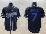 Cheap Men's Los Angeles Dodgers #7 Blake Snell Black 2024 World Series Champions Cool Base Stitched Baseball Jersey