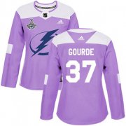 Cheap Adidas Lightning #37 Yanni Gourde Purple Authentic Fights Cancer Women's 2020 Stanley Cup Champions Stitched NHL Jersey