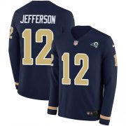 Wholesale Cheap Nike Rams #12 Van Jefferson Navy Blue Team Color Men's Stitched NFL Limited Therma Long Sleeve Jersey