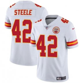 Cheap Men\'s Kansas City Chiefs #42 Carson Steele White Vapor Untouchable Limited Football Stitched Jersey