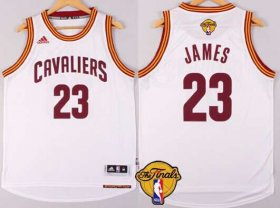 Wholesale Cheap Men\'s Cleveland Cavaliers #23 LeBron James 2015 The Finals New White Jersey