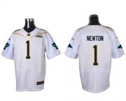 Wholesale Cheap Nike Panthers #1 Cam Newton White 2016 Pro Bowl Men's Stitched NFL Elite Jersey