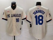 Cheap Men's Los Angeles Dodgers #18 Yoshinobu Yamamoto Number Cream 2024 City Connect Limited Stitched Jersey