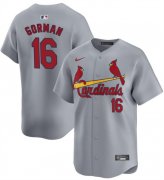 Cheap Men's St. Louis Cardinals #16 Nolan Gorman Gray 2024 Away Limited Stitched Baseball Jersey