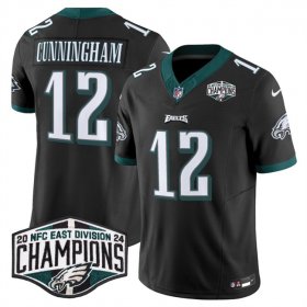 Cheap Men\'s Philadelphia Eagles #12 Randall Cunningham Black 2024 NFC East Champions F.U.S.E. Vapor Untouchable Limited Stitched Football Jersey