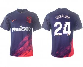 Wholesale Cheap Men 2021-2022 Club Atletico Madrid away aaa version purple 24 Soccer Jersey