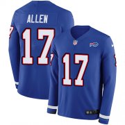 Wholesale Cheap Nike Bills #17 Josh Allen Royal Blue Team Color Men's Stitched NFL Limited Therma Long Sleeve Jersey