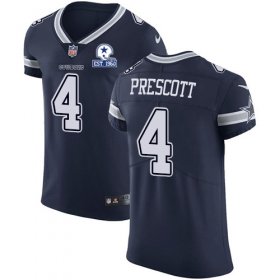 Wholesale Cheap Nike Cowboys #4 Dak Prescott Navy Blue Team Color Men\'s Stitched With Established In 1960 Patch NFL Vapor Untouchable Elite Jersey