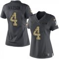 Wholesale Cheap Nike Texans #4 Deshaun Watson Black Women's Stitched NFL Limited 2016 Salute to Service Jersey