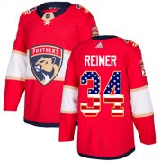 Wholesale Cheap Adidas Panthers #34 James Reimer Red Home Authentic USA Flag Stitched Youth NHL Jersey