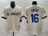 Wholesale Cheap Men's Los Angeles Dodgers #16 Will Smith Cream Stitched Baseball Jersey