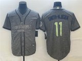 Wholesale Cheap Men's Seattle Seahawks #11 Jaxon Smith-Njigba Gray With Patch Cool Base Stitched Baseball Jersey1