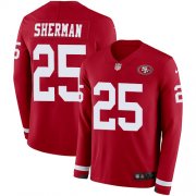 Wholesale Cheap Nike 49ers #25 Richard Sherman Red Team Color Men's Stitched NFL Limited Therma Long Sleeve Jersey