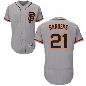 Wholesale Cheap Giants #21 Deion Sanders Grey Flexbase Authentic Collection Road 2 Stitched MLB Jersey