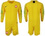 Wholesale Cheap Poland Blank Yellow Goalkeeper Long Sleeves Soccer Country Jersey