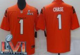 Wholesale Cheap Men's Cincinnati Bengals #1 Ja'Marr Chase Limited Orange 2022 Super Bowl LVI Bound Vapor Jersey