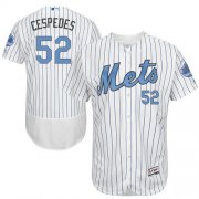 Wholesale Cheap Mets #52 Yoenis Cespedes White(Blue Strip) Flexbase Authentic Collection Father's Day Stitched MLB Jersey