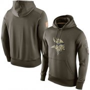 Wholesale Cheap Men's Minnesota Vikings Nike Olive Salute To Service KO Performance Hoodie